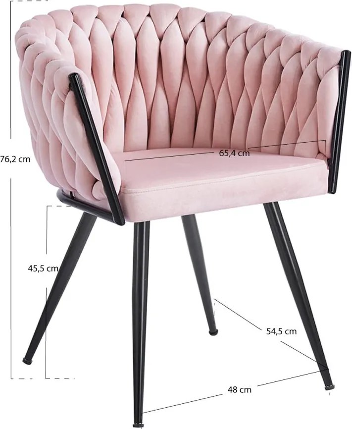 Cadeira Widny Black Veludo - Rosa