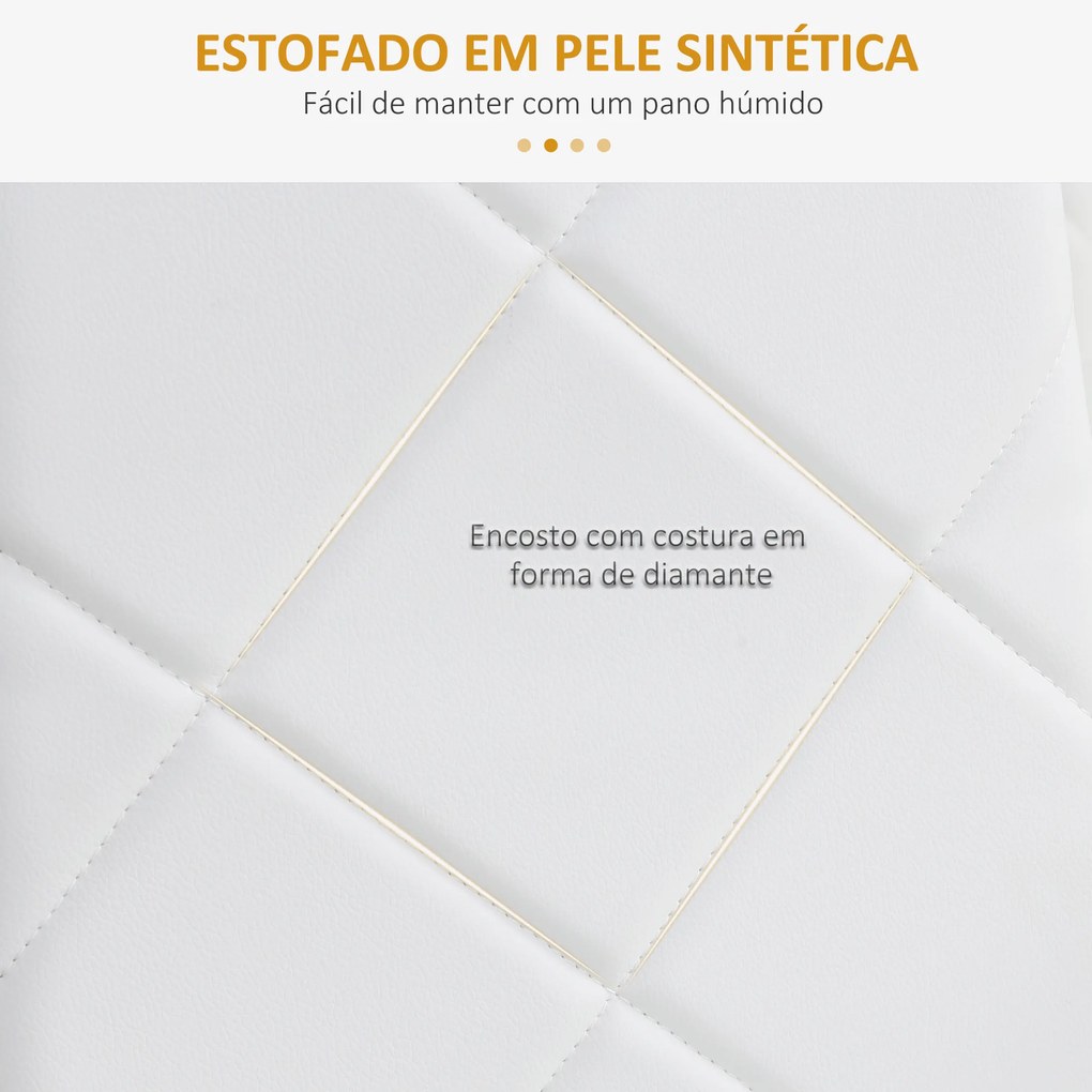 HOMCOM Conjunto de 4 Cadeiras de Sala de Jantar Estofadas em Couro Sintético Cadeiras de Cozinha com Encosto Alto e Pés de Aço Carga Máxima 120kg 41x50x97cm Branco