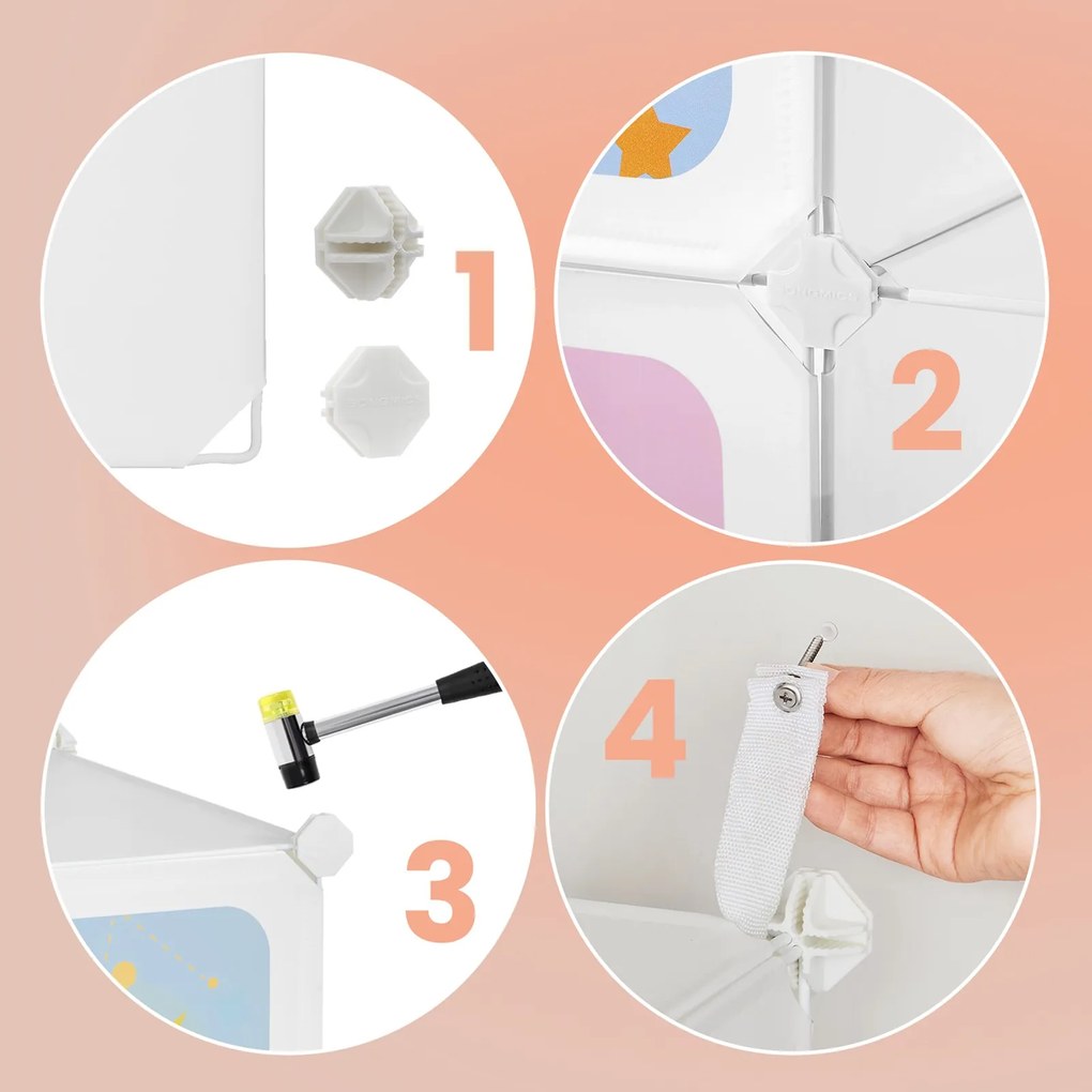 Armário de plástico para roupas infantis 123 x 41 x 123 cm (C x L x A) branco