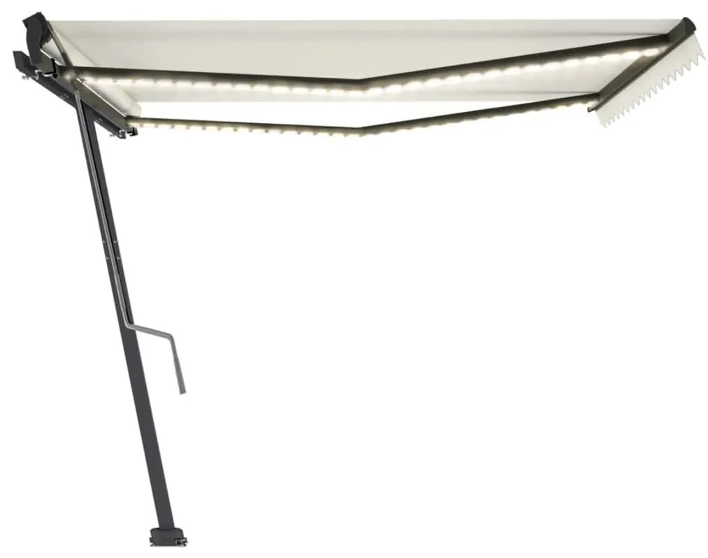 Toldo retrátil manual com LED 450x350 cm cor creme