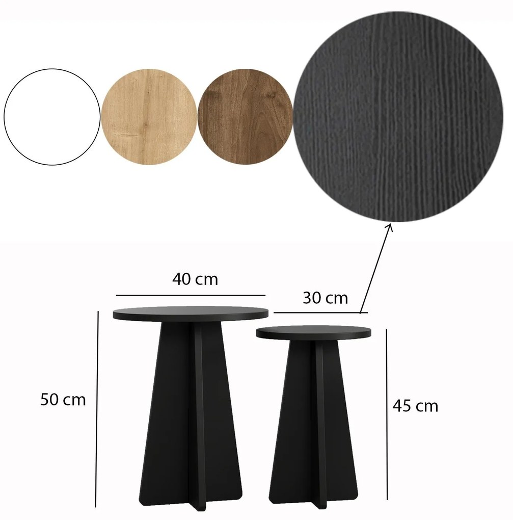 Conjunto de Mesas de Centro Mushroom – Preto – Diversas Medidas