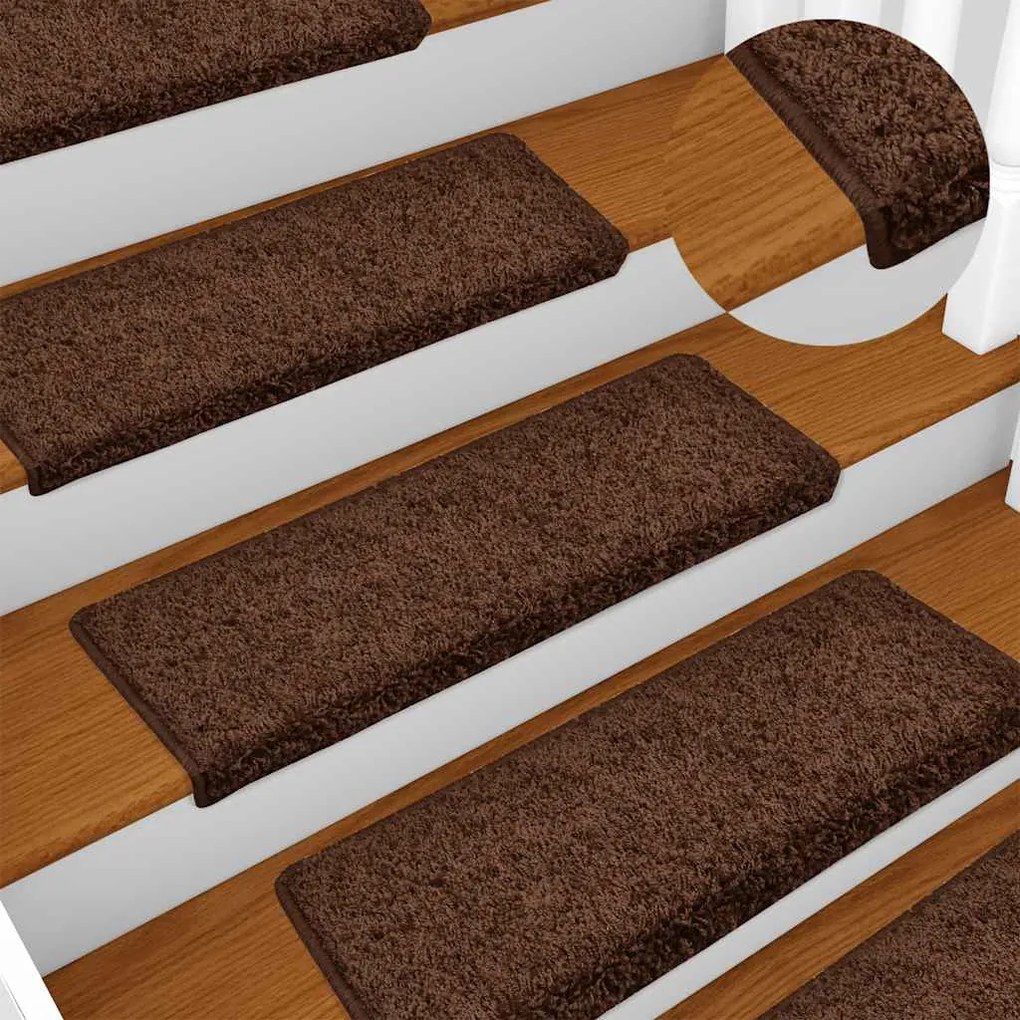 Tapetes de escadas 30 pcs 65x21x4 cm castanho
