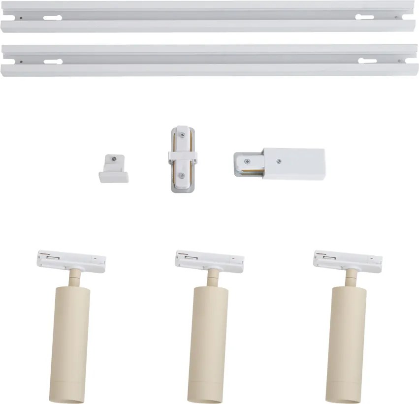 Sistema de iluminação de trilho moderno com 3 focos branco com bege 1-fase GU10 35mm - Iconic Jeana Luxe