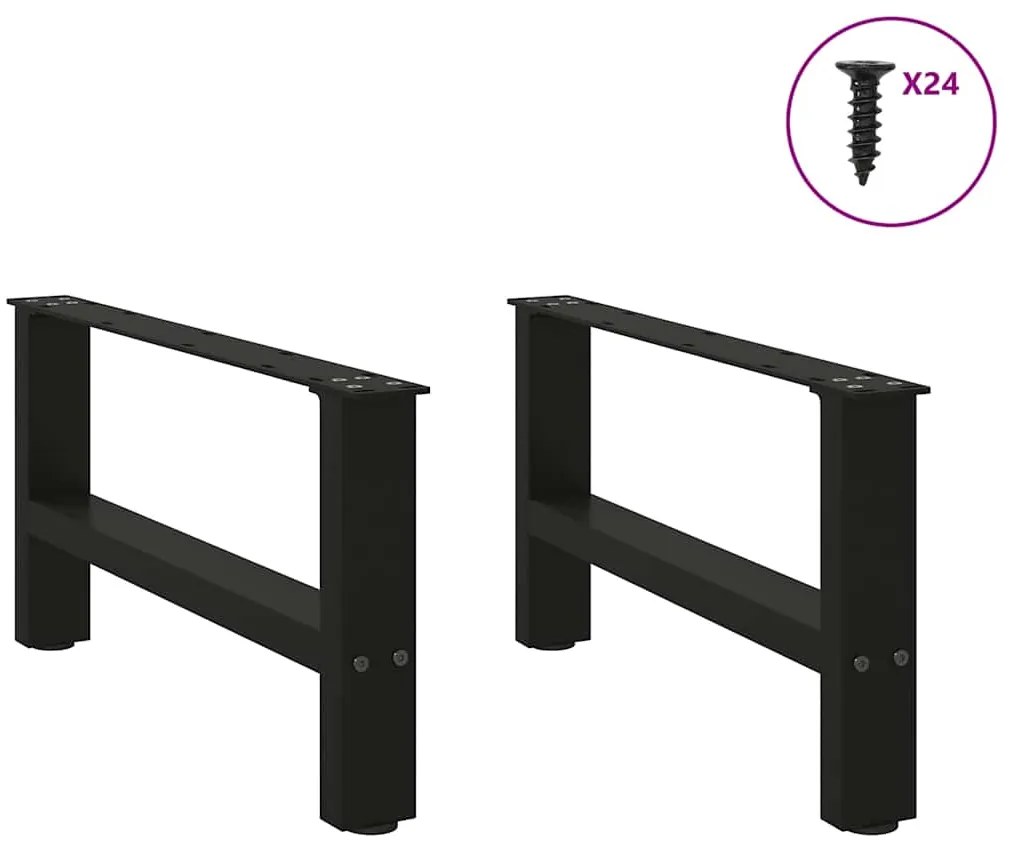Pés para mesa de centro pretos 2 peças 60x(30-31) cm aço