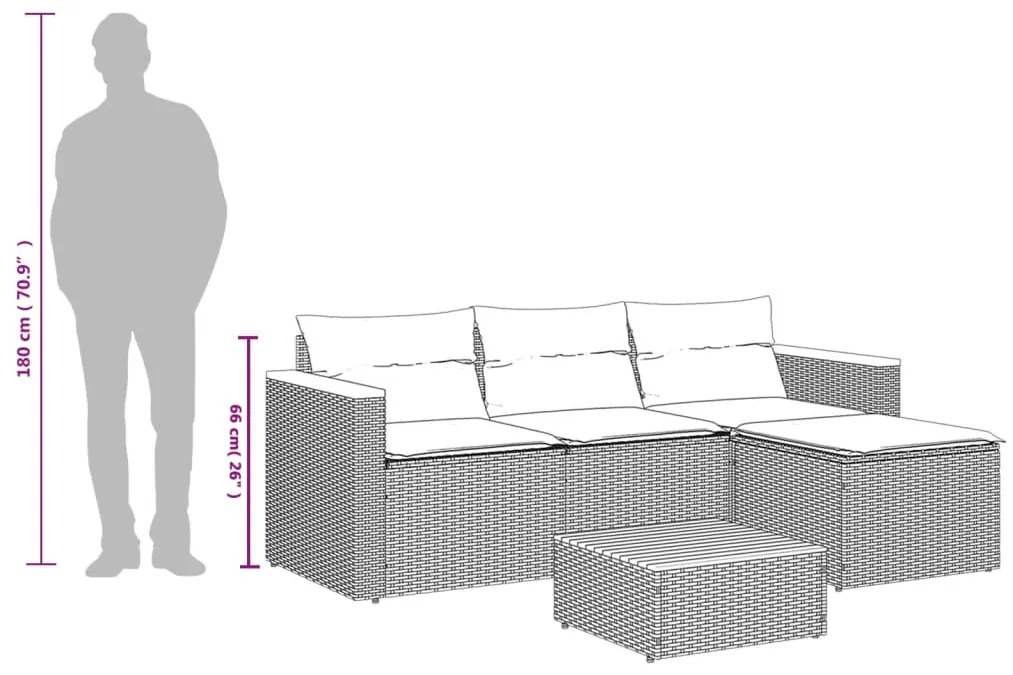 3 pcs conjunto de sofás p/ jardim com almofadões vime PE bege