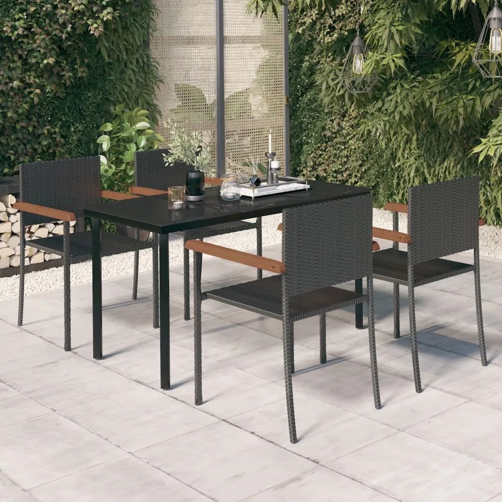 vidaXL 5 pcs conjunto de jantar para jardim preto