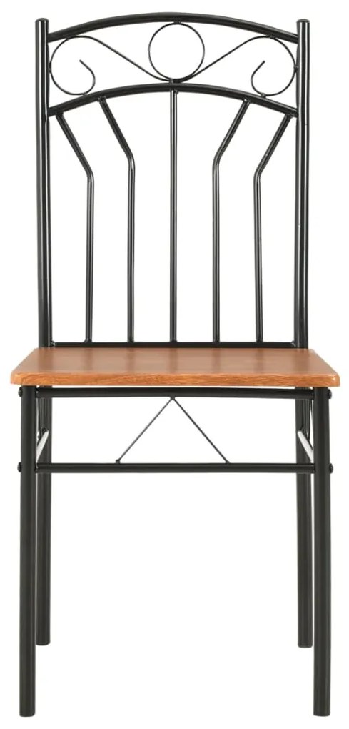 7 pcs conjunto de jantar em MDF e aço castanho