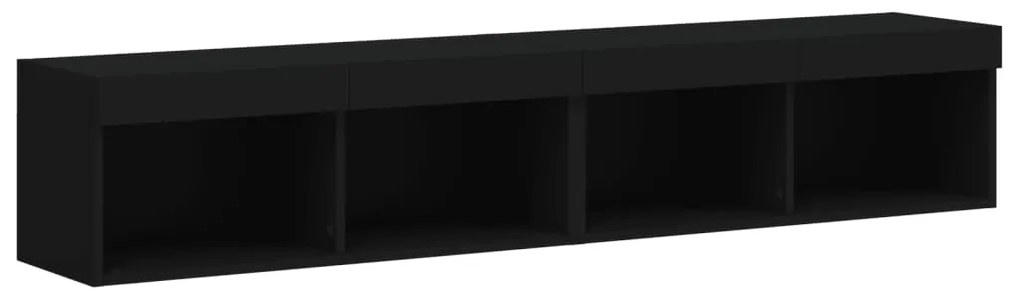 Móveis de TV com luzes LED 2 pcs 80x30x30 cm preto