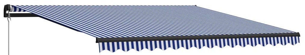 Toldo retrátil manual 450x300 cm azul e branco