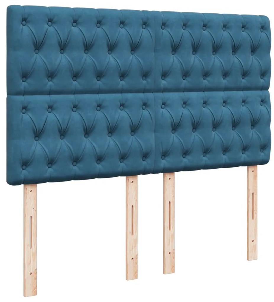 Cama boxspring com colchão 140x190 cm veludo azul