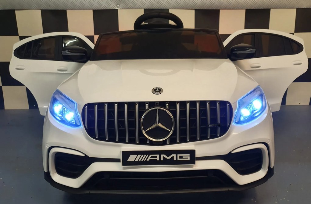 Carro eléctrico Infantil crianças 2 a 6 anos 12V 4x4 Mercedes AMG GLC 12 V Pneus Borracha branco