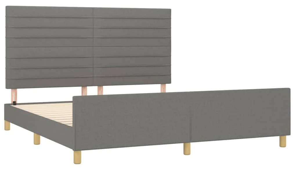 Estrutura de cama sem colchão 180x200 cm tecido cinzento-escuro