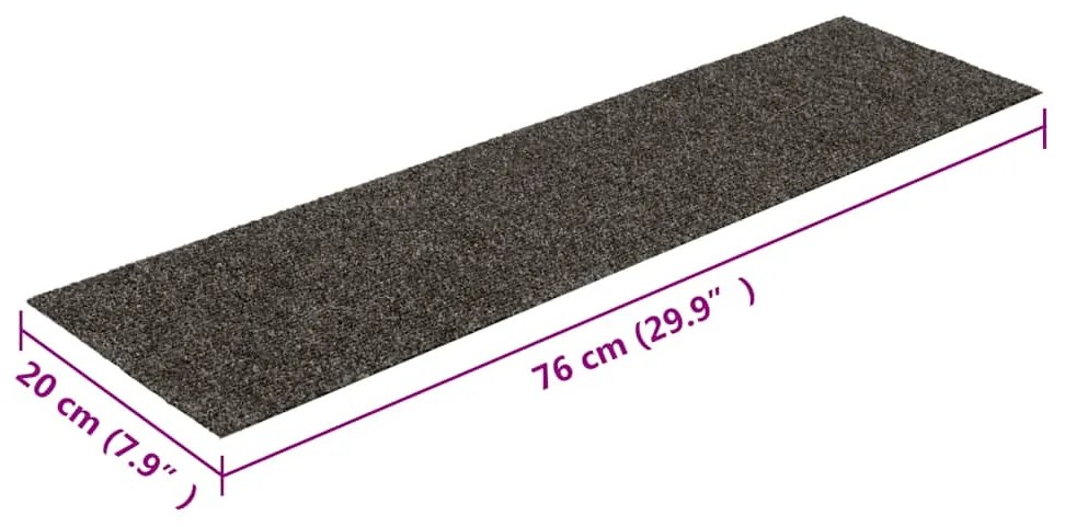 Tapetes de escada adesivos 30 pcs 76x20 cm retangular antracite