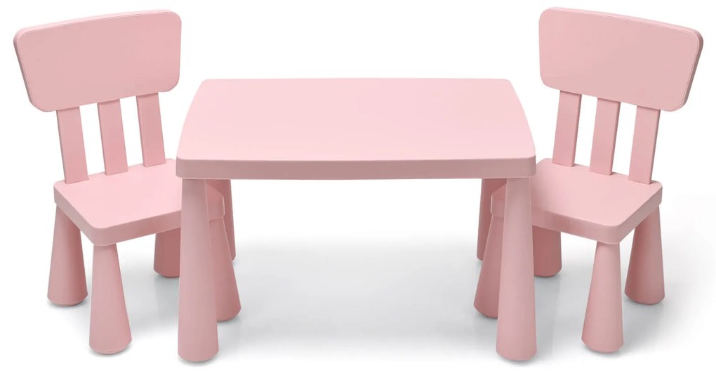 Conjunto de mesa infantil de 3 peças com 2 cadeiras para leitura - branco