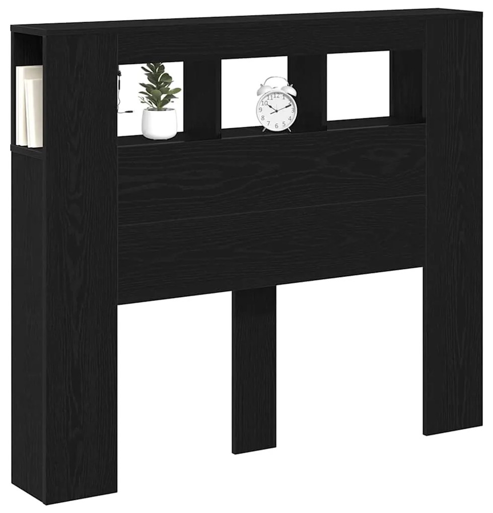Cabeceira Armazenagem vidaXL com Luzes LED Carvalho Preto 120x18,5x103