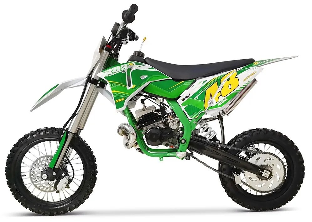 MINI MOTO Crianças MINICROSS gasolina 50cc 9cv Roan 50K 14/12" arranque a pedal Verde