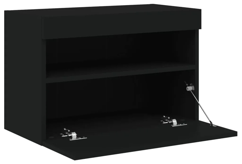Móvel de parede para TV com luzes LED 60x30x40 cm preto
