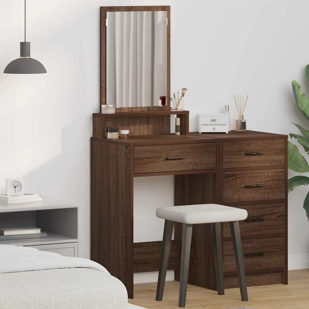 vidaXL Mesa de Maquiagem com gaveta Carvalho Marrom 50 x 41 x 140 cm