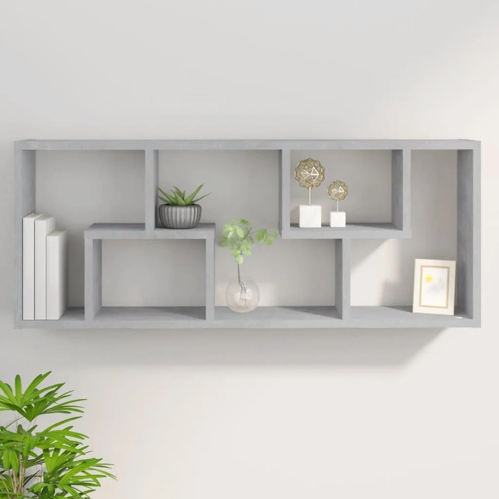 Estante de parede 36x16x90cm derivados madeira cinzento cimento