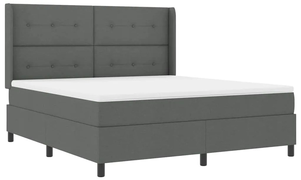 Cama com Estrado e Colchão Cinza Escuro 180x200 cm - Tecido