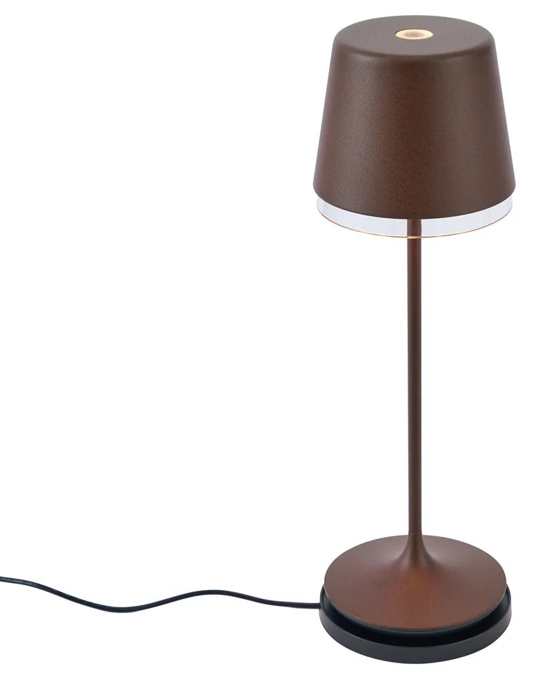 Candeeiro de mesa castanho ferrugem incluindo LED IP65 recarregável com estação de carregamento - Bass Moderno