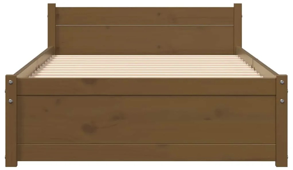 Estrutura cama pequena solteiro 75x190 cm madeira castanho mel
