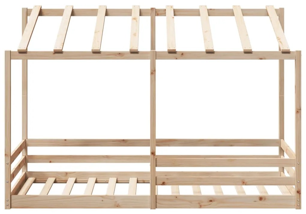 Cama infantil com telhado 80x200 cm madeira de pinho maciça