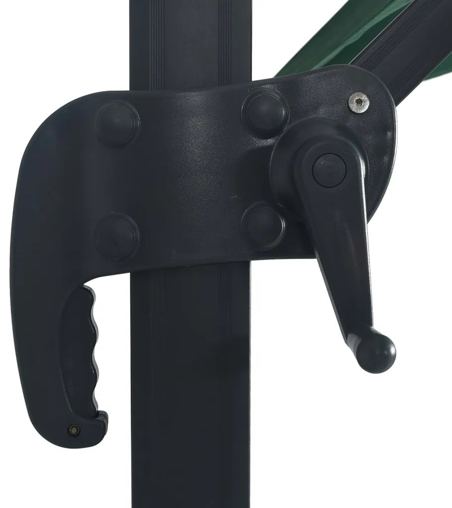 Guarda-sol cantilever luzes LED/poste alumínio 400x300 cm verde