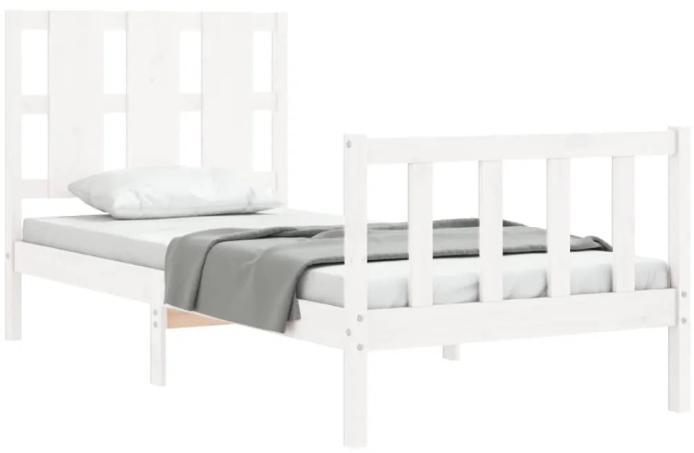 Cama sem colchão 100x200 cm madeira de pinho maciça branco
