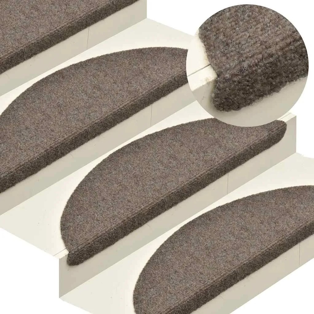 Tapetes de escada autoadesivos 10 pcs 65x21x4 cm agulhado creme