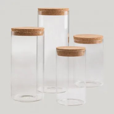 Conjunto De 4 Frascos De Vidro Launun Transparente - Sklum