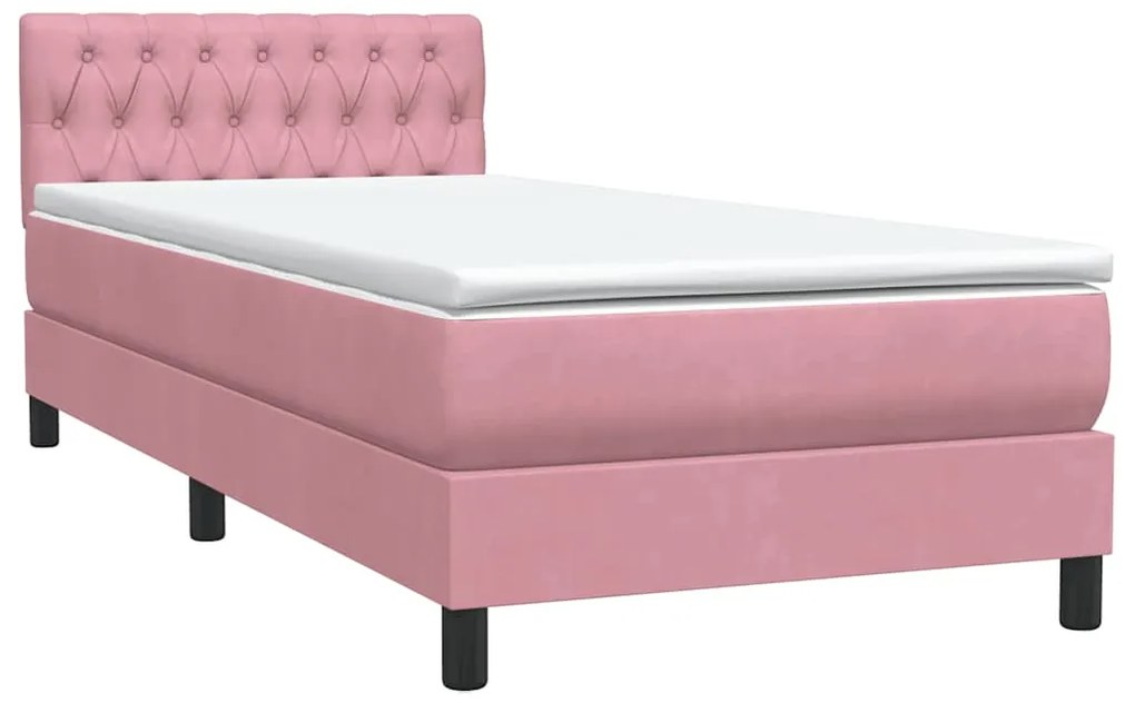 Cama com molas/colchão 100x220 cm veludo Rosa