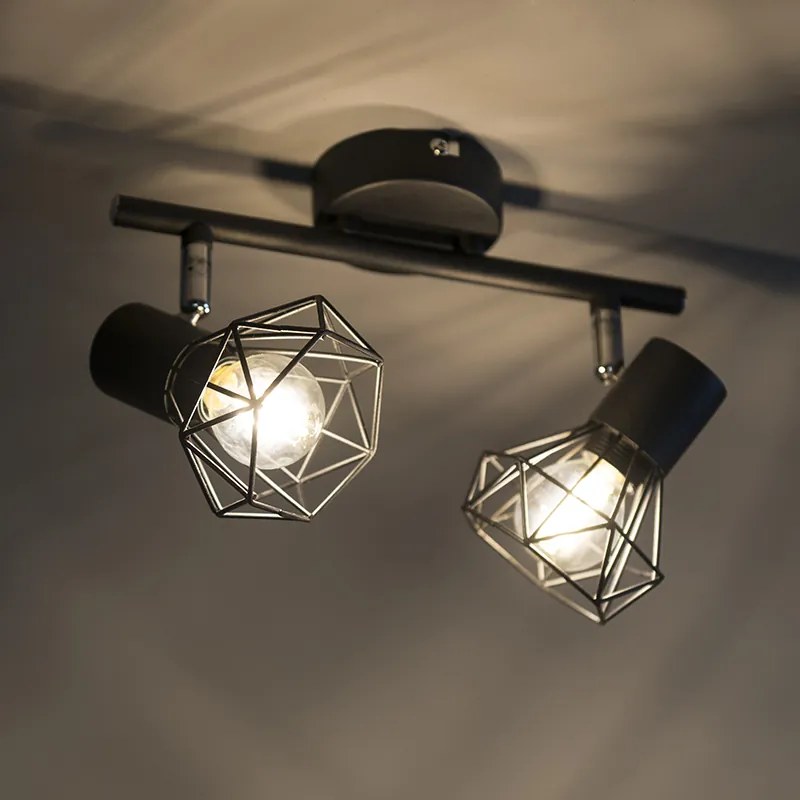 Projetores ajustáveis Art Déco pretos 2 luzes - Mosh 2