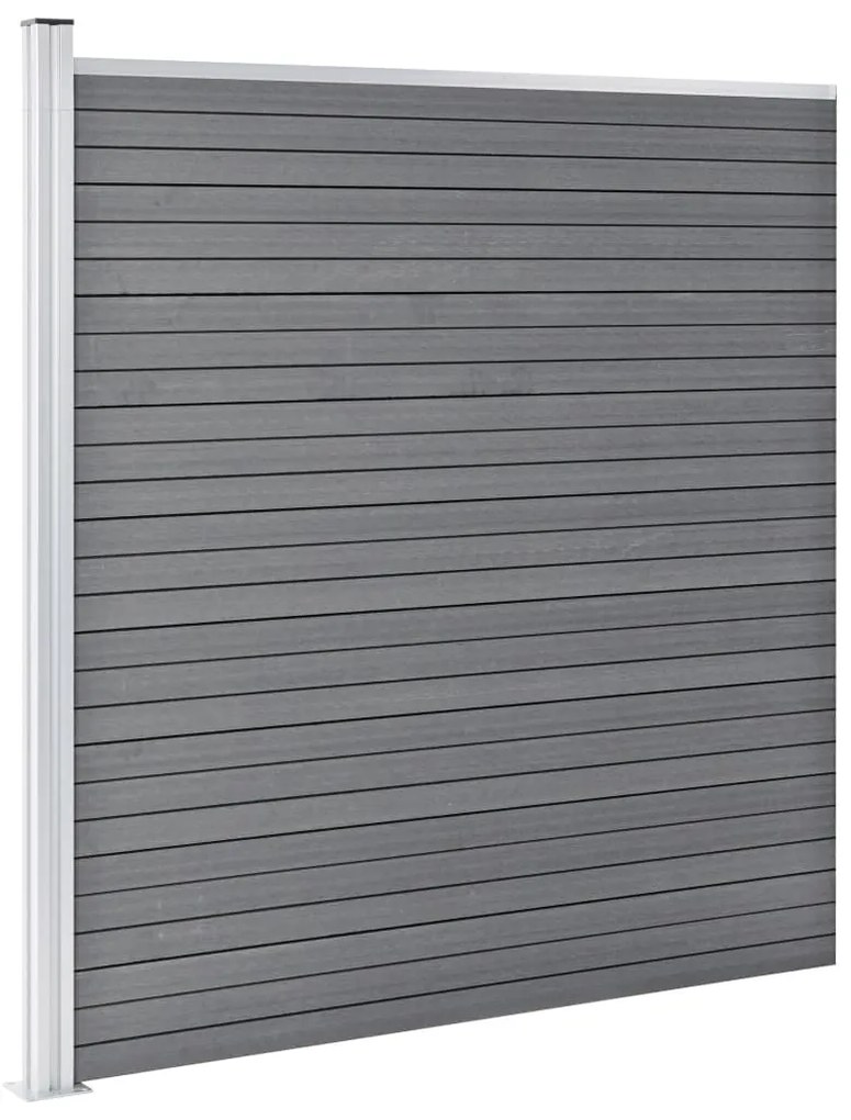 Painel vedação WPC 2 quadrados + 1 inclinado 446x186cm cinzento