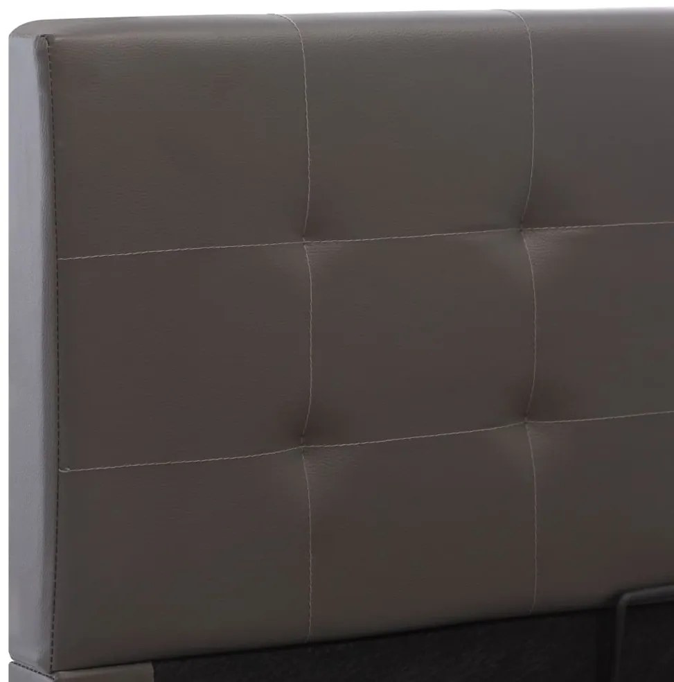 Cama hidráulica c/ arrumação 140x200cm couro artificial cinza