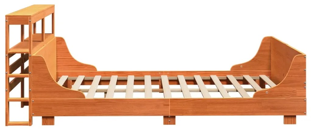 Cama sem colchão 140x190 cm pinho maciço castanho-mel