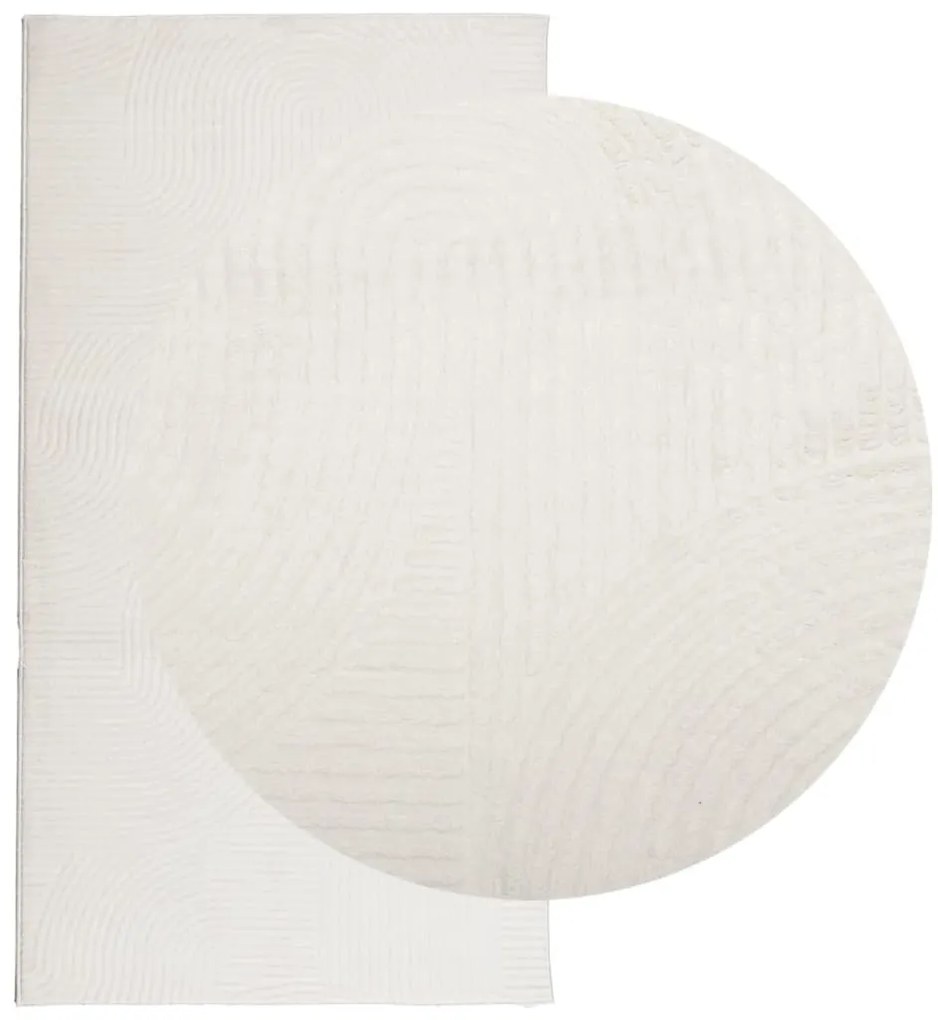 Tapete de pelo curto IZA visual escandinavo 80x150 cm cor creme