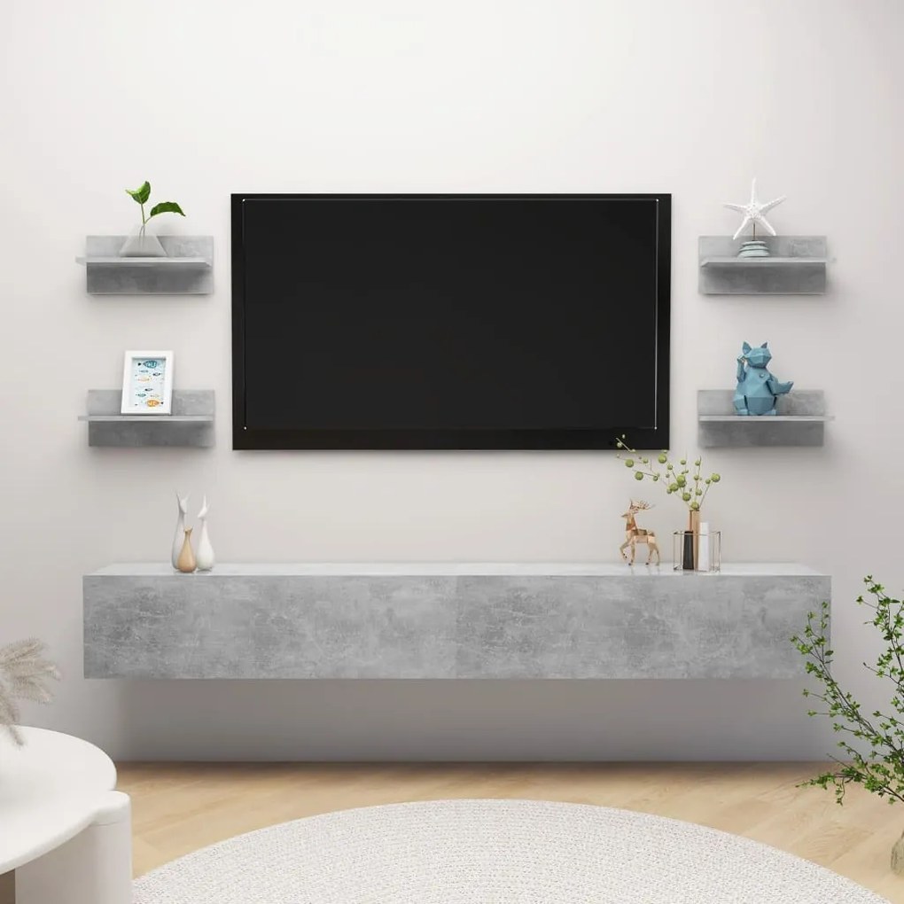 vidaXL Estantes de parede 4 pcs 40x11,5x18cm contrapl. cinza cimento