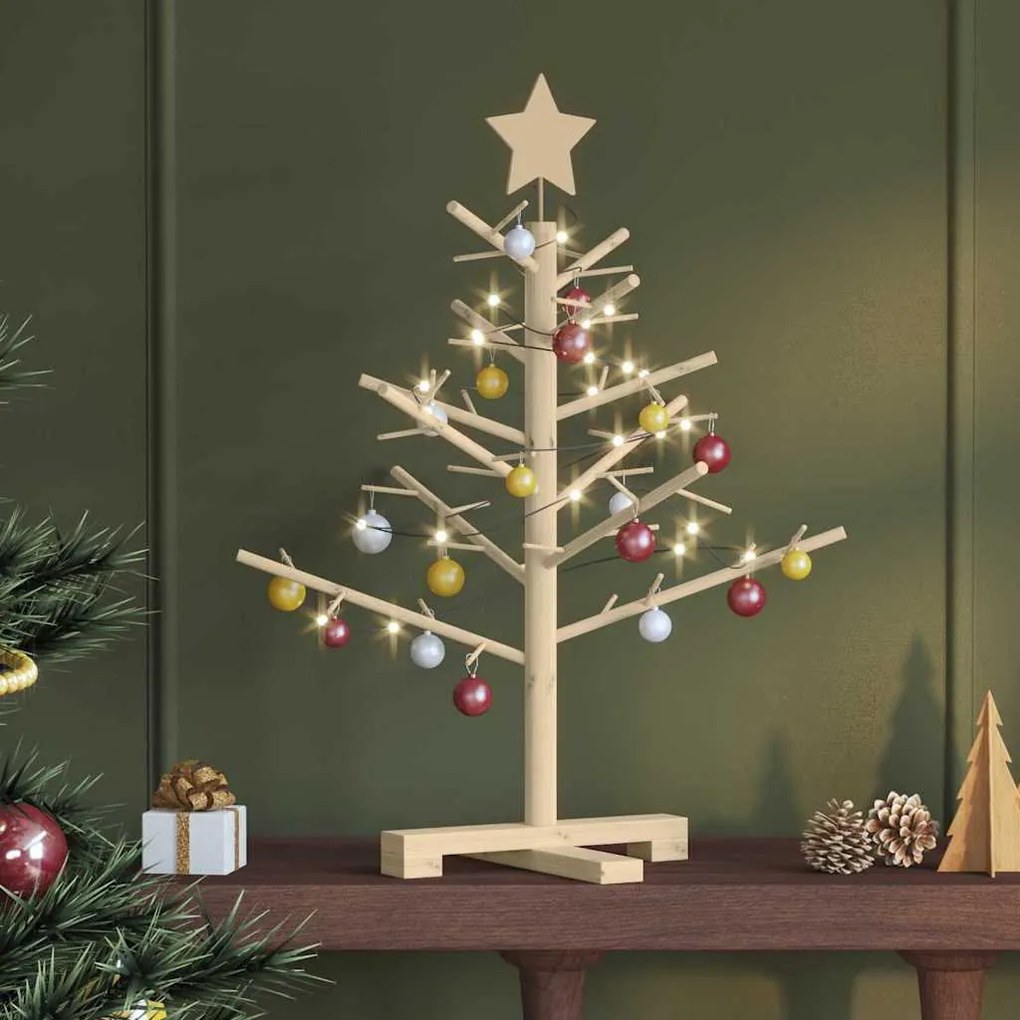 vidaXL Árvore de Natal de Madeira com suporte Natural 75 cm