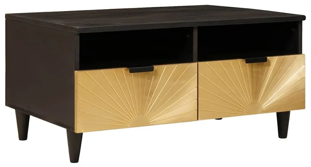 vidaXL Mesa de centro with Drawer Preto e Ouro 80 x 54 x 40 cm