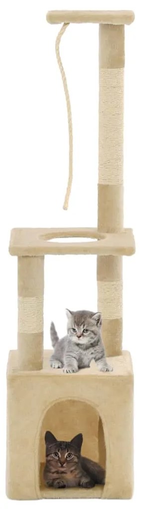 vidaXL Árvore para gatos c/ postes arranhadores sisal 109 cm bege