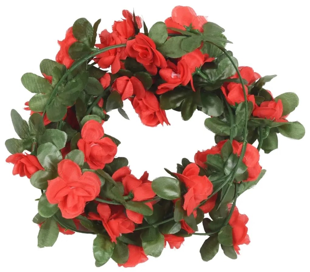 Grinaldas de flores de Natal 6 pcs 250 cm vermelho