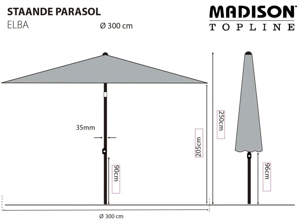 Guarda-sol de jardim Elba 300 cm verde