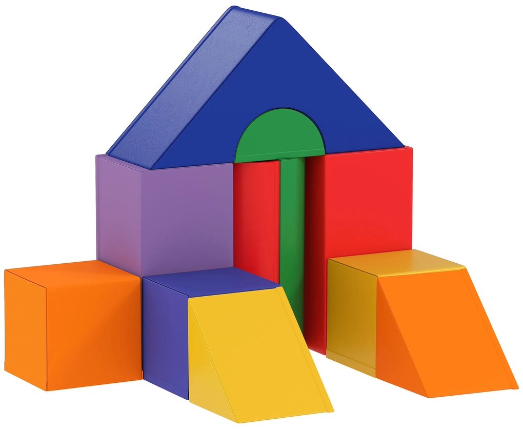 HOMCOM Conjunto de 11 Blocos de Espuma para Crianças Brinquedo de Aprendizagem para Crianças 1-3 Anos 50x50x25 cm Multicor | Aosom Portugal