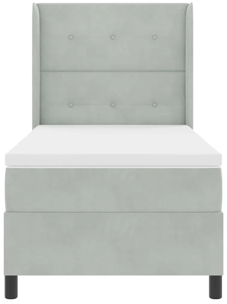 Cama Box Spring vidaXL com Colchão e Luz LED Cinza Claro 100x200 cm Ve