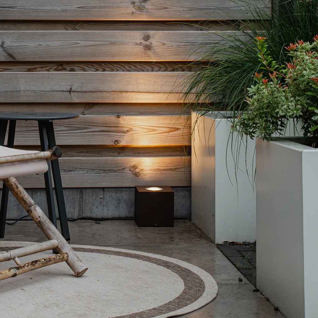 Projetores de jardim industriais castanho ferrugem quadrado IP65 AR111 - Lennard