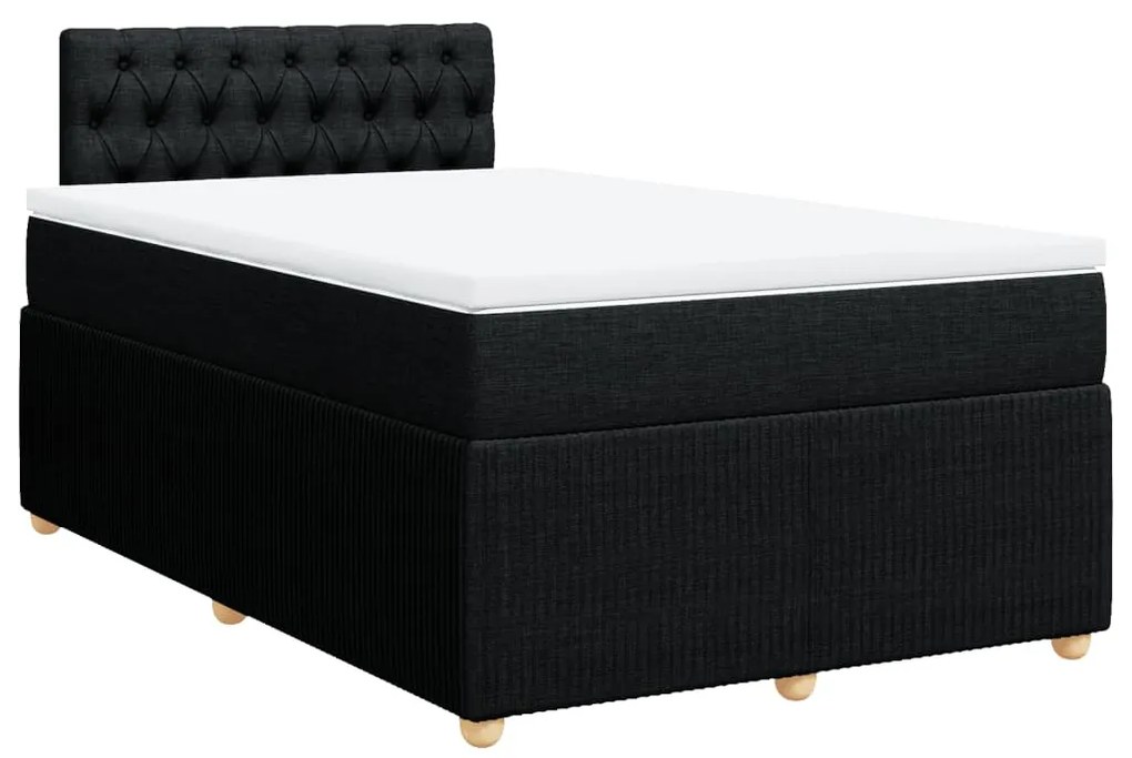 Cama boxspring com colchão 120x190 cm tecido preto