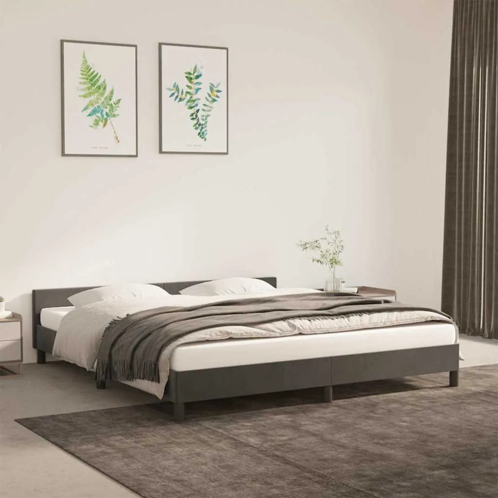 Estrutura de cama sem colchão 180x200 cm veludo cinzento-escuro