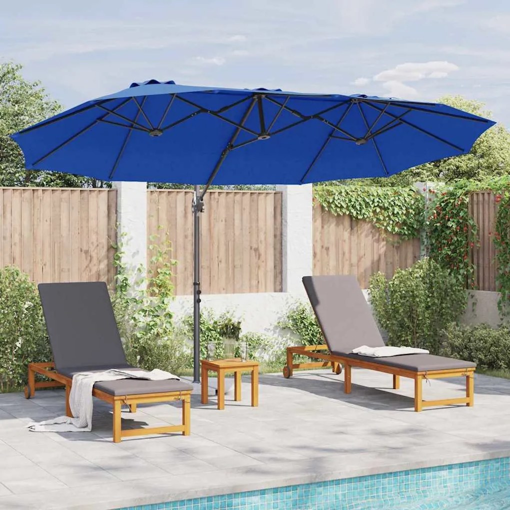 Guarda-sol cantilever de jardim azul ciano 372 x 198 x 253 cm