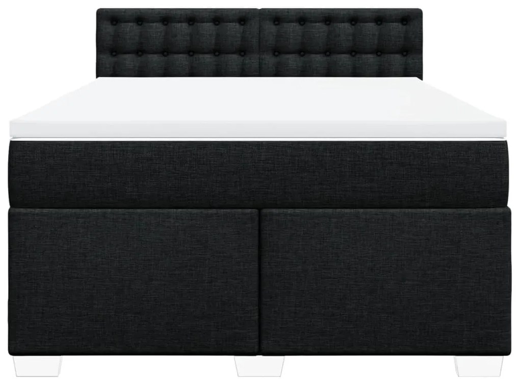 Cama com molas/colchão 140x190 cm tecido preto